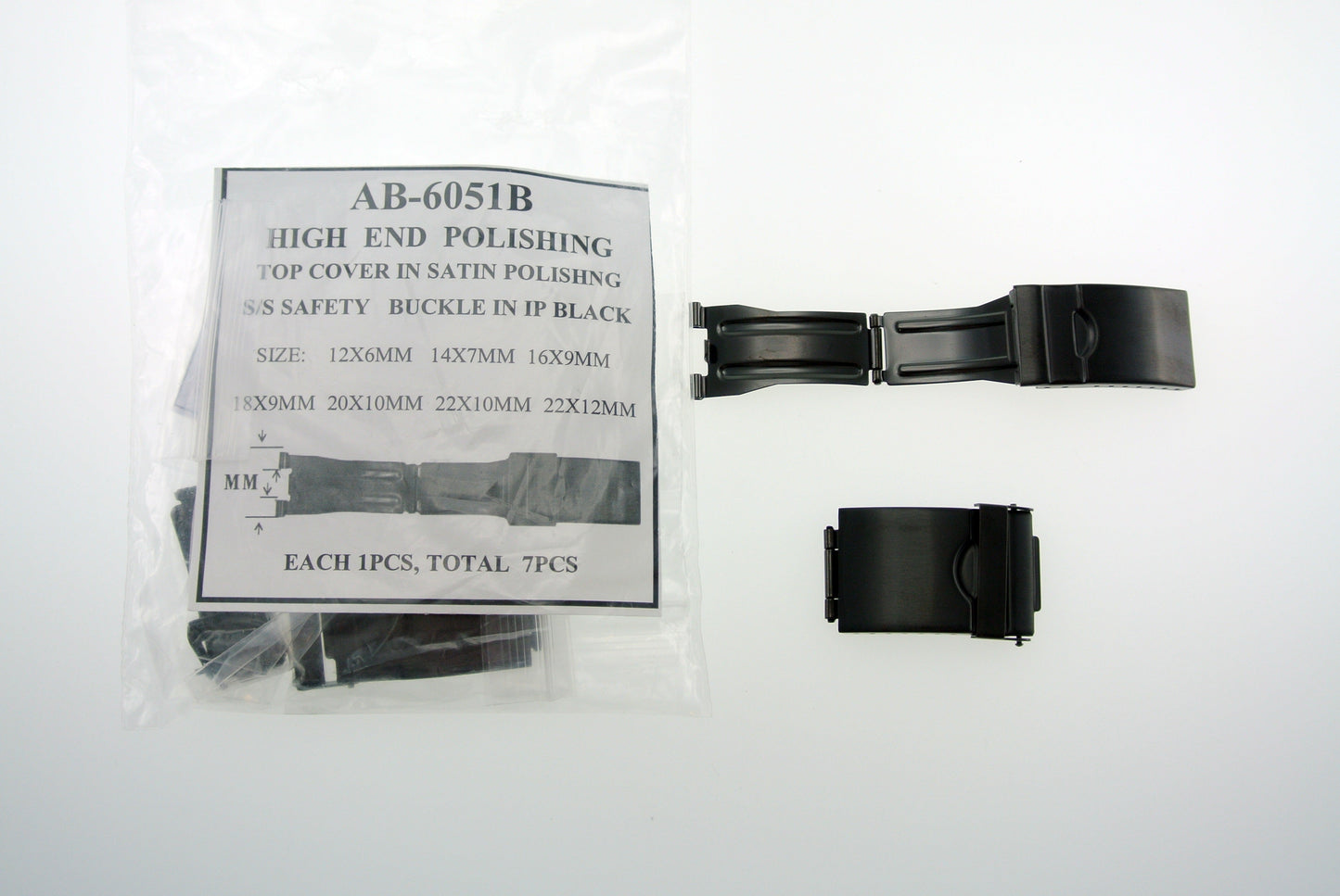 H-QUALITY POLISH S-BUCKLE IP BLACK PACK-7PCS
