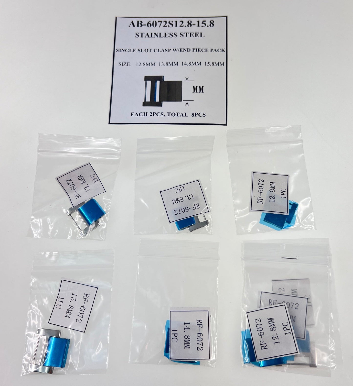 LG SINGLE SLOT BUCKLES W/END PIECES IN S/S