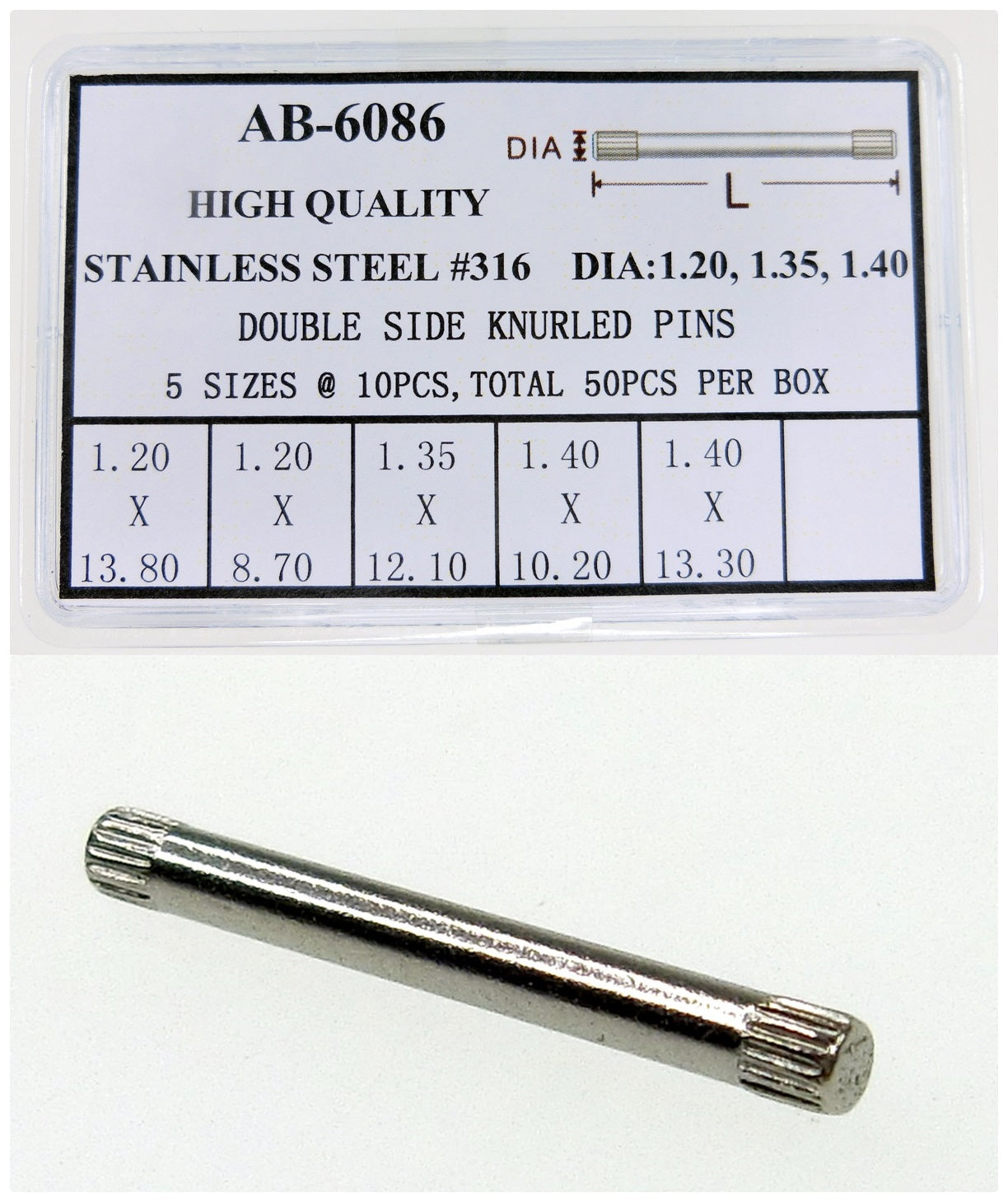 H-QUALITY S/S 316 D-SIDE KNURLED PINS KIT