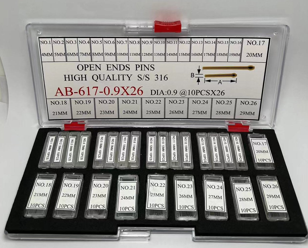 S/S OPEN END PIN KIT DIA. 0.9X260 IN BIG BOX