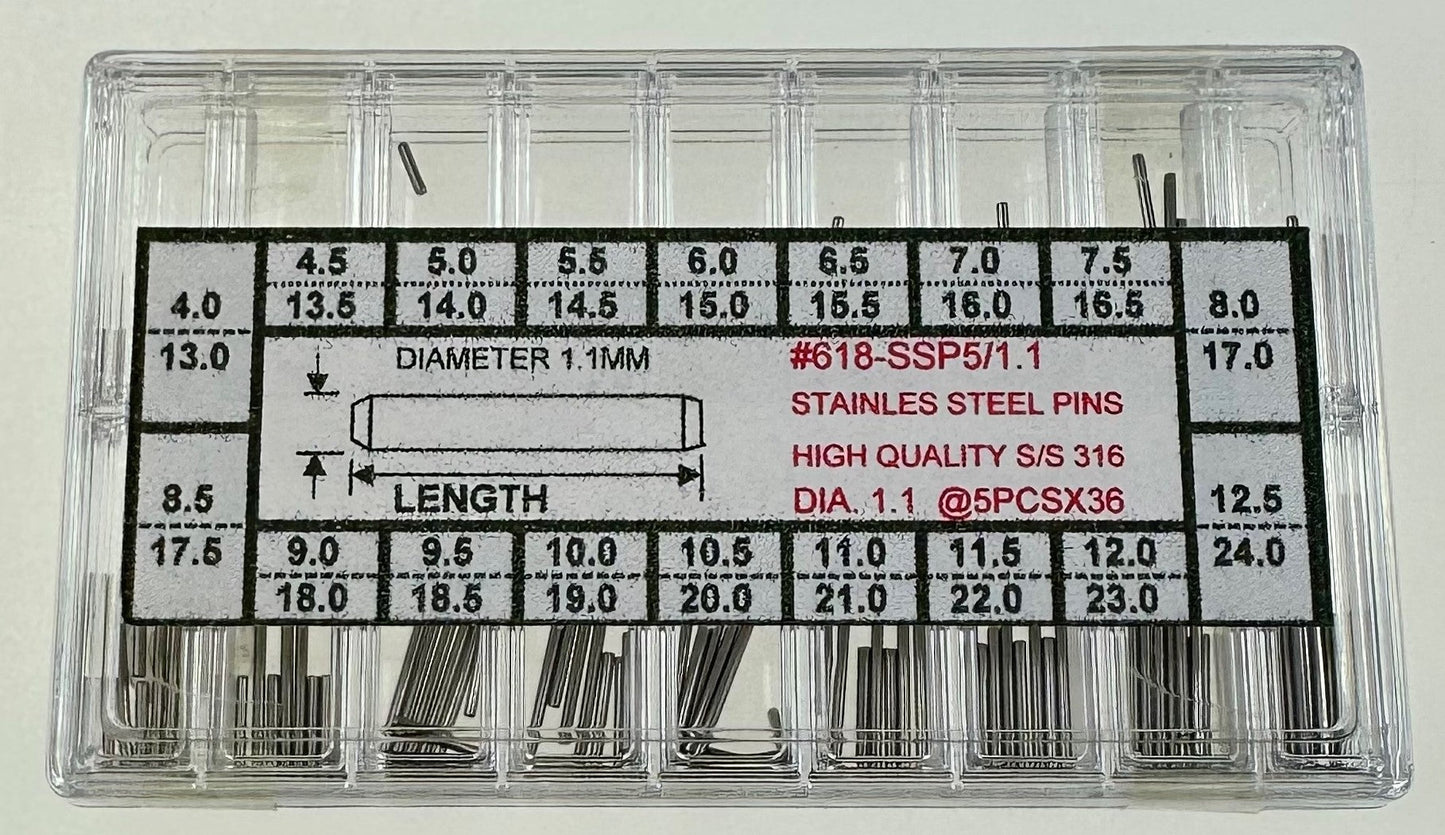 S/S PINS KIT DIA 1.10MM-180 IN STANDARD BOX