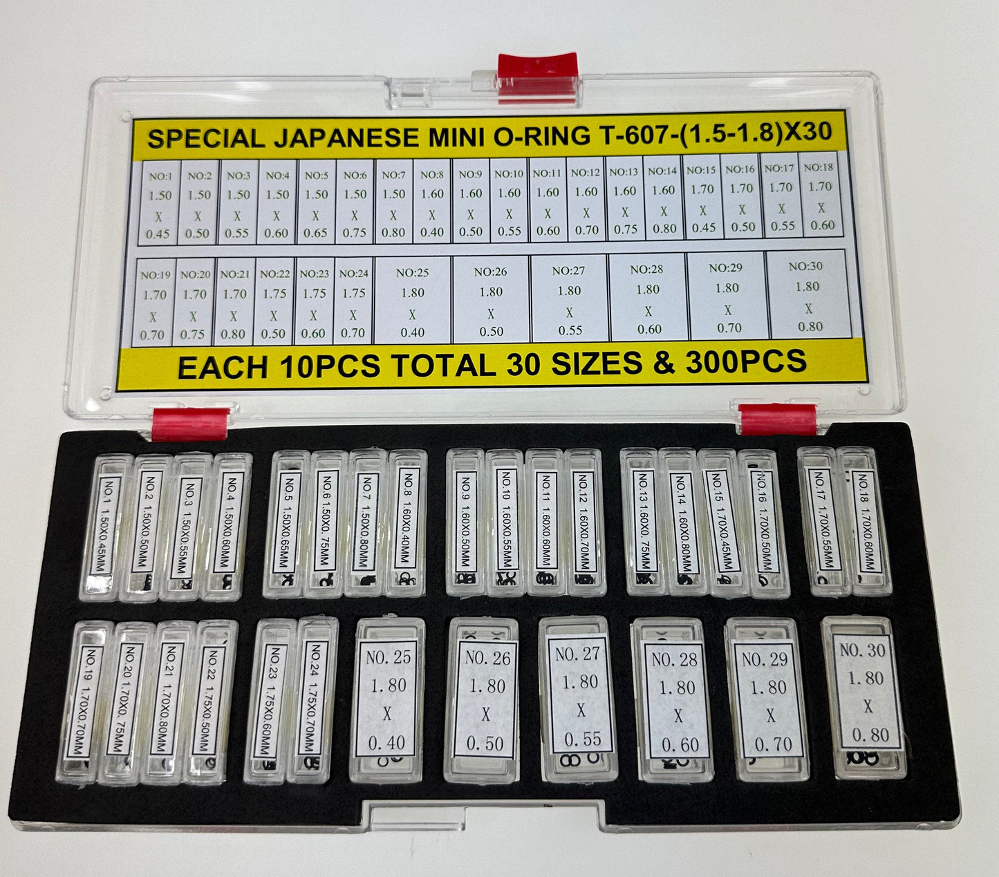 MINI O-RING KIT DIA.1.5-1.8MM @10X30=300PCS