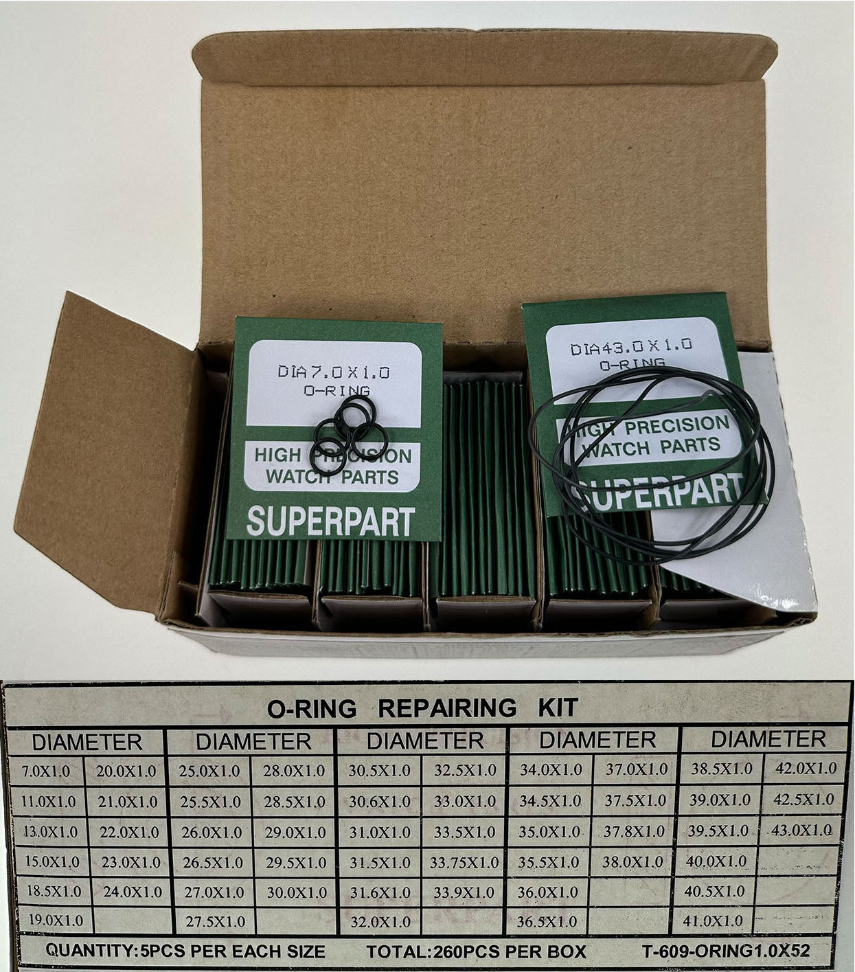 O-RING REPAIRING KIT, DIA. 1.0MM @5x52=260