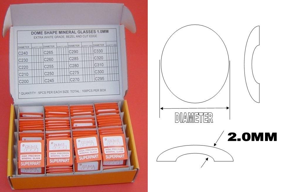 2.0 DOUBLE DOME RND GLASS KIT 270-330/65PCS