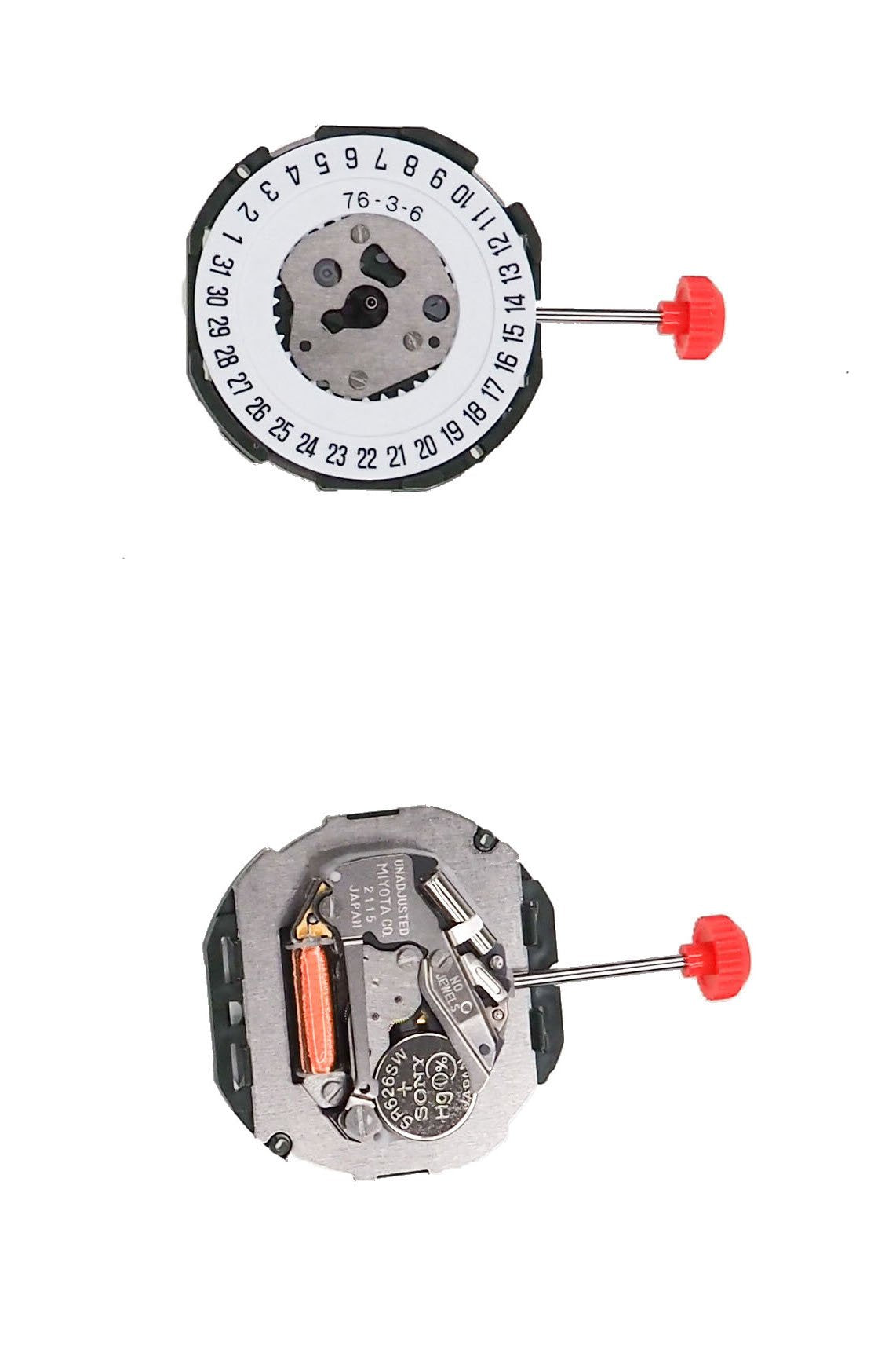 Movement Miyota 2115, Size 10 1/2''', 3 Hands, Standard Hand Height, Date At 6