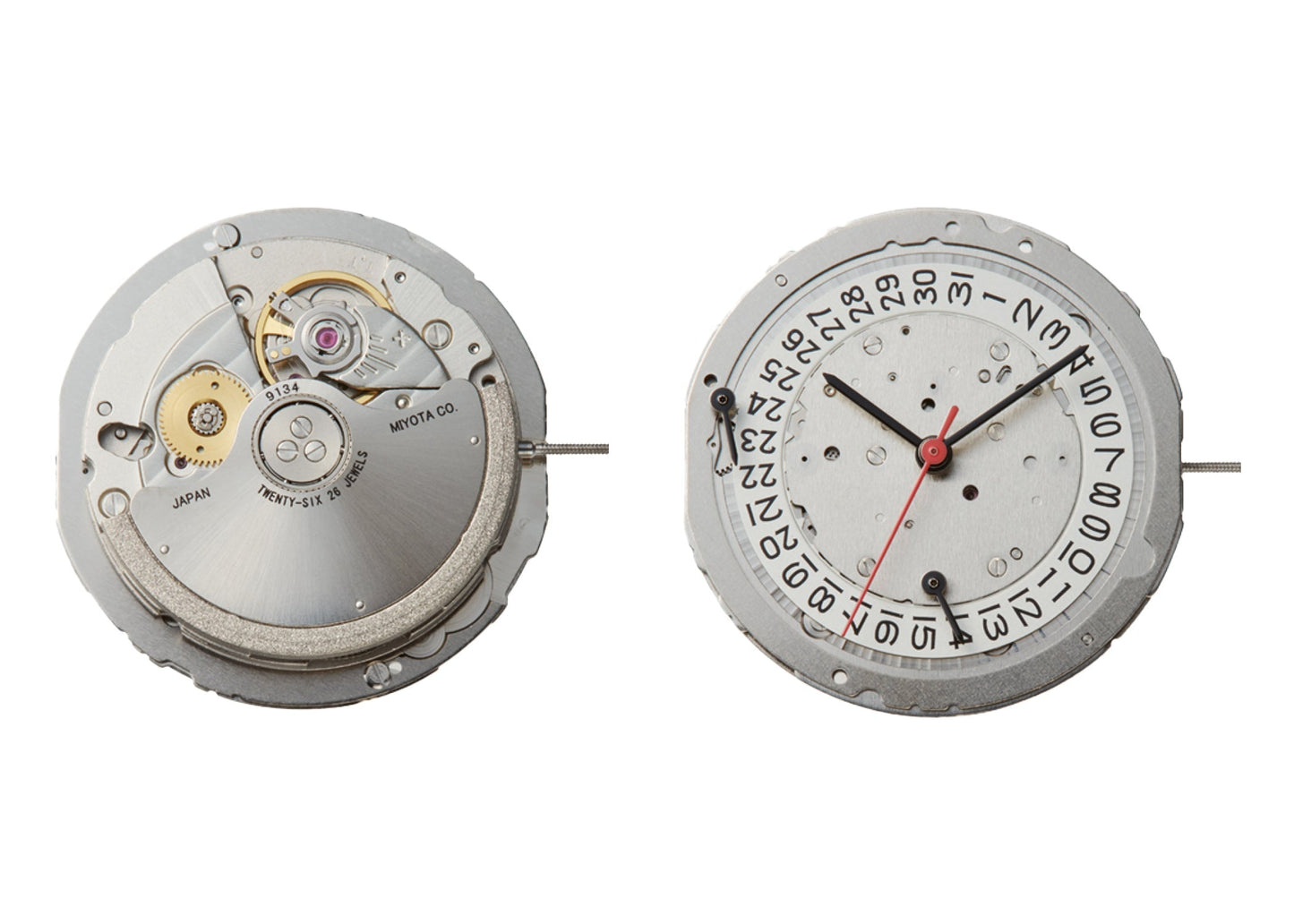 MOVEMENT MIYOTA 9134, SIZE 13 1/2''', AUTOMATIC, 2 EYES, 3 HANDS, STANDARD HAND HEIGHT, DATE AT 3