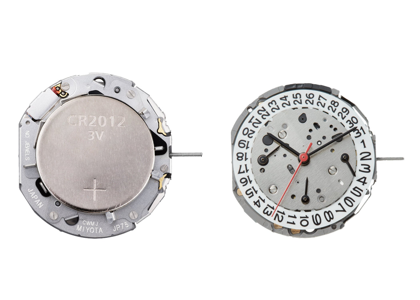 MOVEMENT MIYOTA JP75, SIZE 12 1/2''', 3 HANDS, STANDARD HAND HEIGHT, DATE AT 4.5 TILT