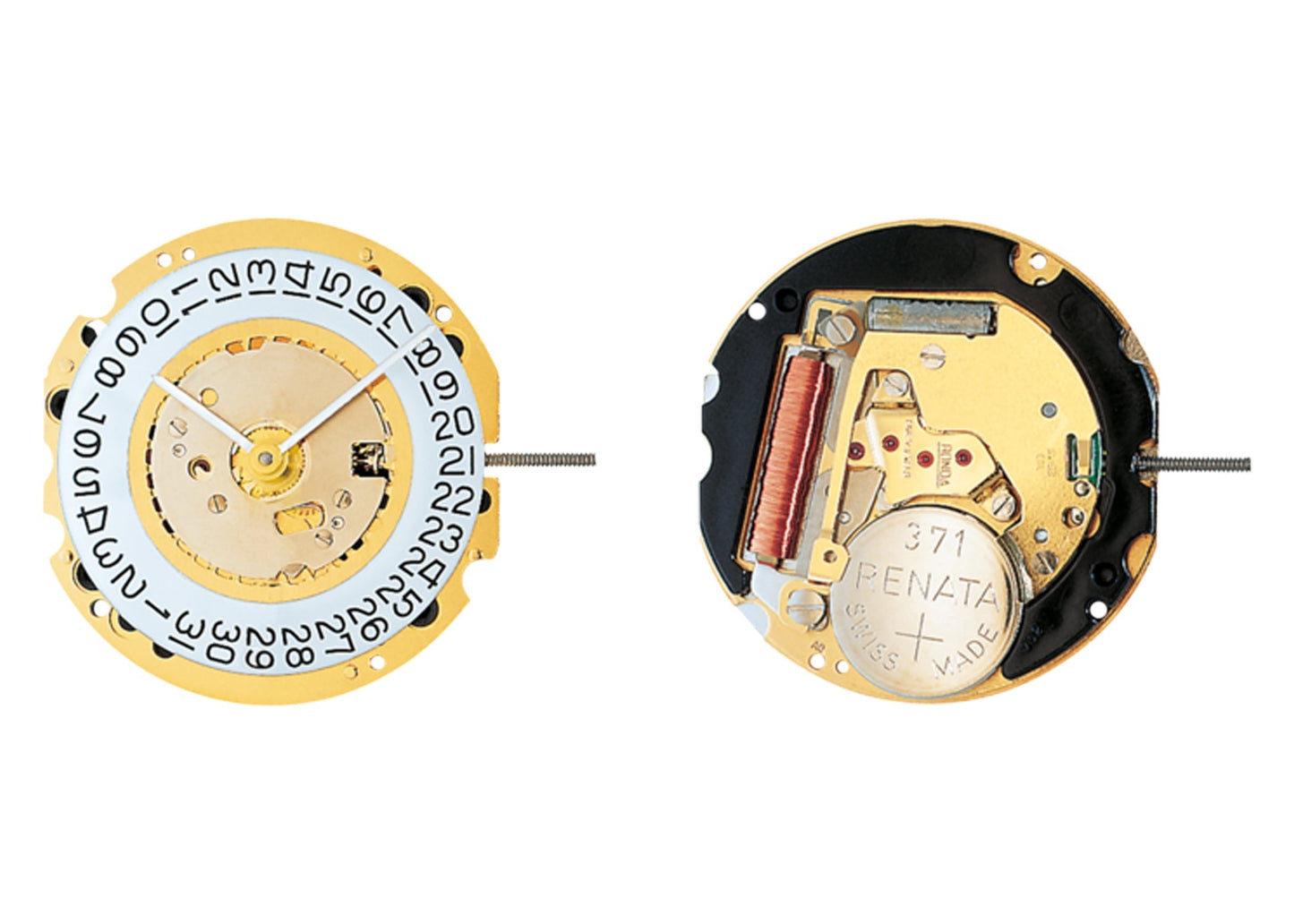 ***NO STOCK, MOQ 1,000*** MOVEMENT RONDA 704, SIZE 10 1/2''', 2 HANDS, GILT, AIG1, DATE AT 6