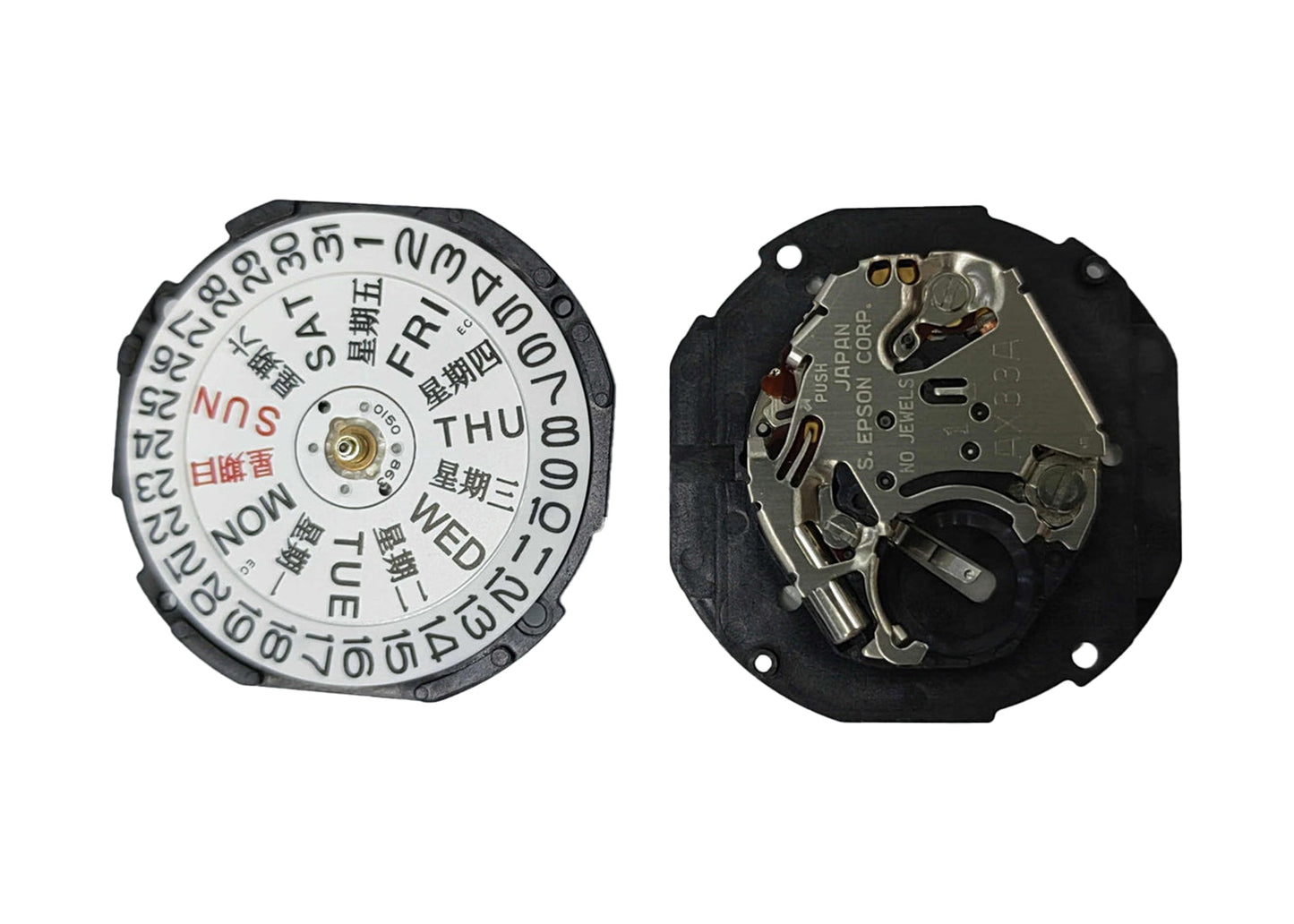 MOVEMENT TMI AX33A, SIZE 10 1/2''', 3 HANDS, STANDARD HAND HEIGHT, TYPE S, LASER MARKING 1 IN THE MOVEMENT, DATE AT 3 DAY AT 3