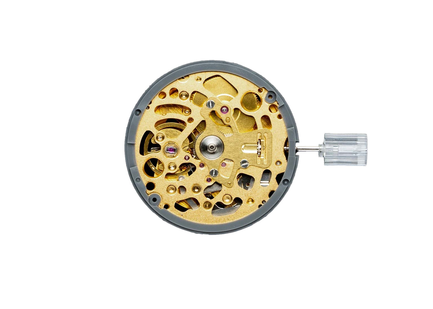 MOVT TMI NH71A, SIZE 12''', 3 HDS, STD HD HT, TYPE M, LASER MARKING 3 IN THE MOVT, GILT COLOUR, SKELETON, COTE DE GENEVE
