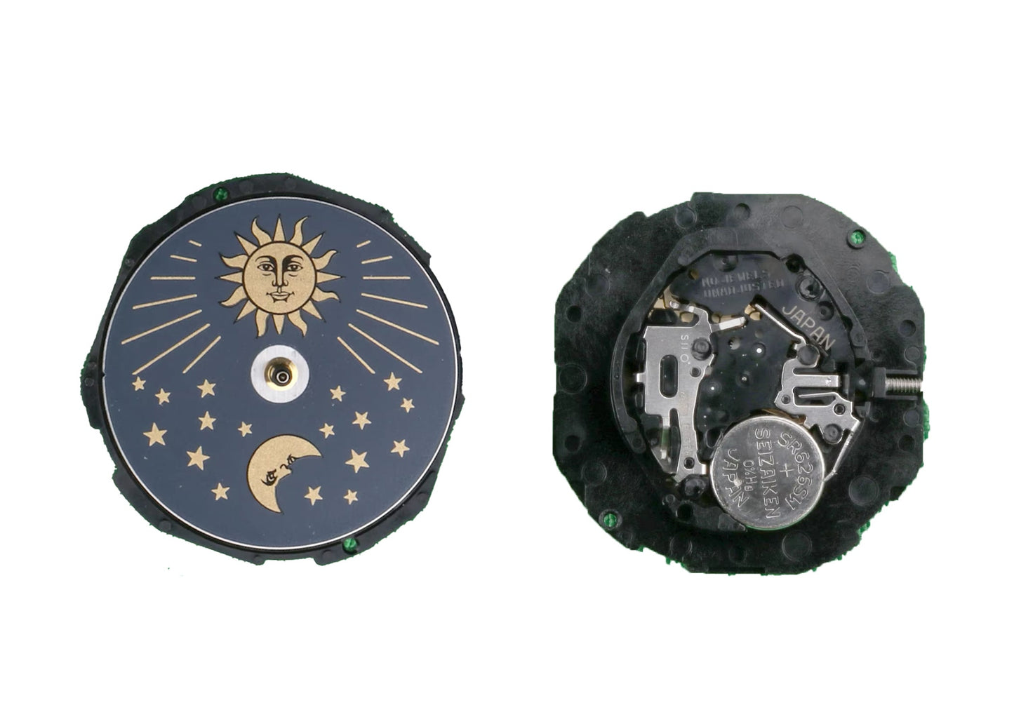 MOVEMENT TMI PC39A, SIZE 10 1/2''', 3 HANDS, STANDARD HAND HEIGHT, SUN & MOON AT 12