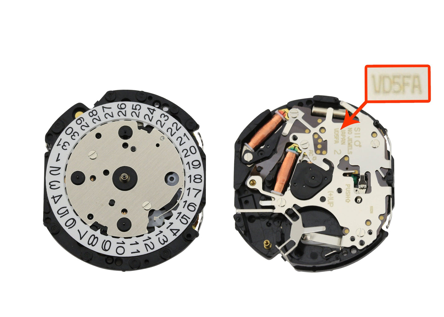 MOVEMENT TMI VD5FA, SIZE 12 3/4''', 3 HANDS, STD HD HT, TYPE M, LASER MARKING 2 IN THE MOVEMEMT, DATE AT 3