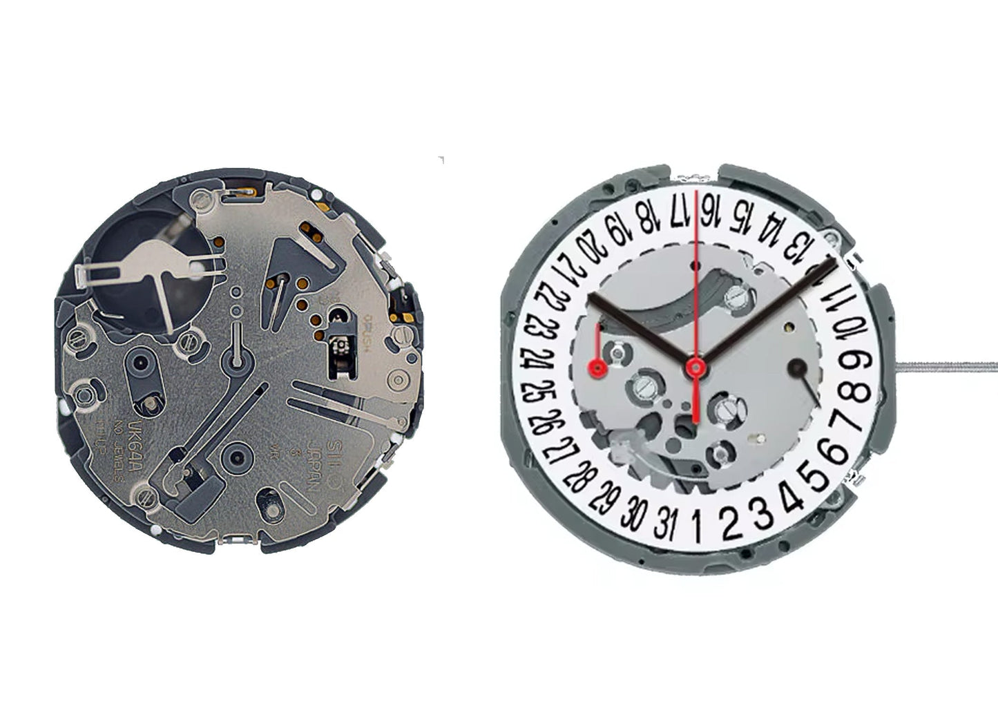 MOVEMENT TMI VK64A, SIZE 13 1/2''', 3 HANDS, STANDARD HAND HEIGHT, DATE AT 6