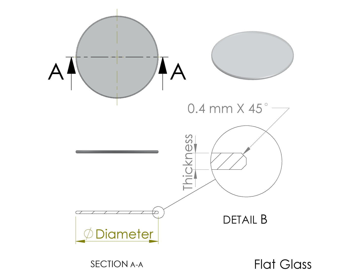 Flat Round Sapphire Glass 1.8 mm Thick (2 Pcs)