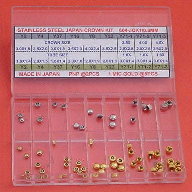 S/S JAPAN CROWN KIT TAP 0.8 IN 2-COLOUR-63PCS