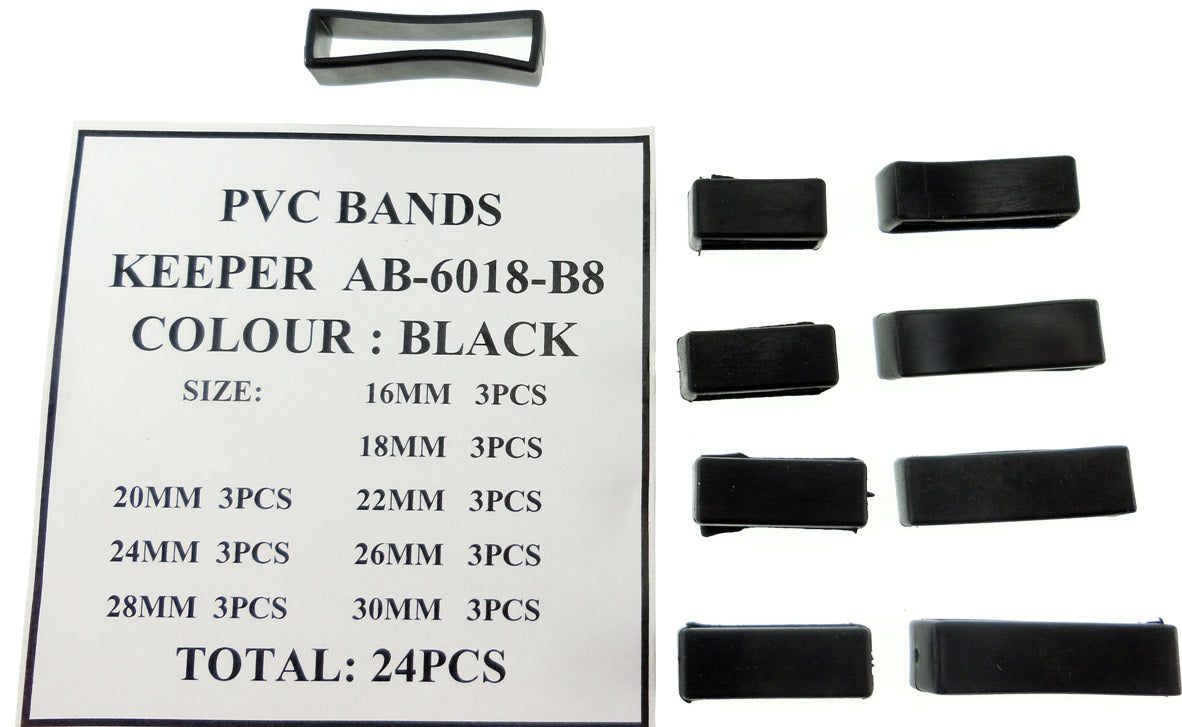 BLACK PVC BAND KEEPERS SZ 16-30 @3X8