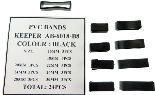 BLACK PVC BAND KEEPERS SZ 16-30 @3X8