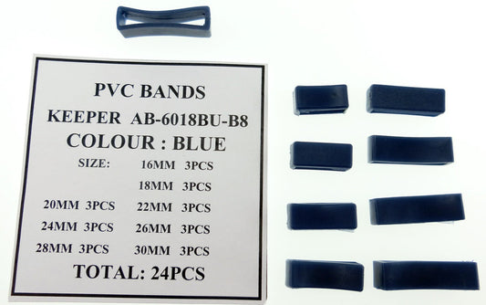 BLUE PVC BAND KEEPERS SZ 16-30 @3X8