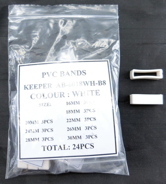 WHITE PVC BAND KEEPERS SZ 16-30 @3X8