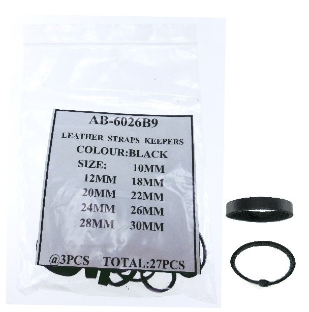 BLACK LEATHER STRAP KEEPER SZ 10-30 @3X9