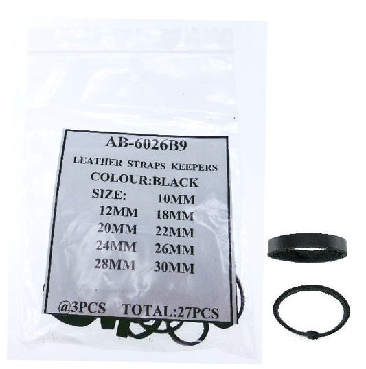 BLACK LEATHER STRAP KEEPER SZ 10-30 @3X9