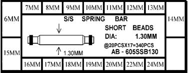 SHORT BEAD S/S S-BAR KIT 1.30 @20X17=340