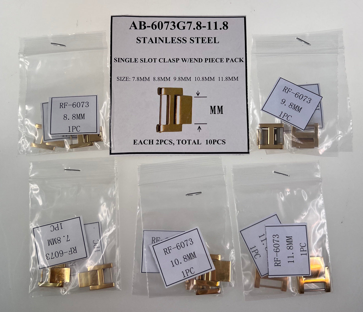 MD SINGLE SLOT BUCKLES W/END PIECES IN IPG