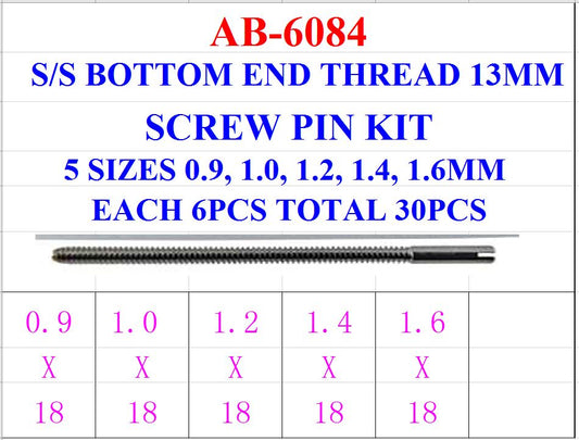 S/S B-END THREAD SCREW PIN KIT 5X6=30PCS