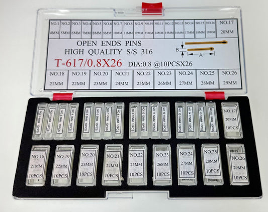 S/S OPEN END PIN KIT DIA. 0.8X260 IN BIG BOX