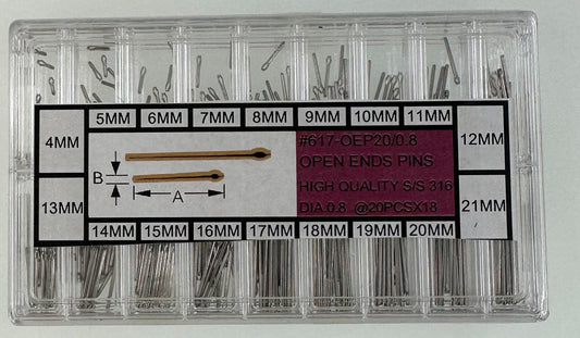 S/S OPEN END PIN KIT DIA 0.8X360