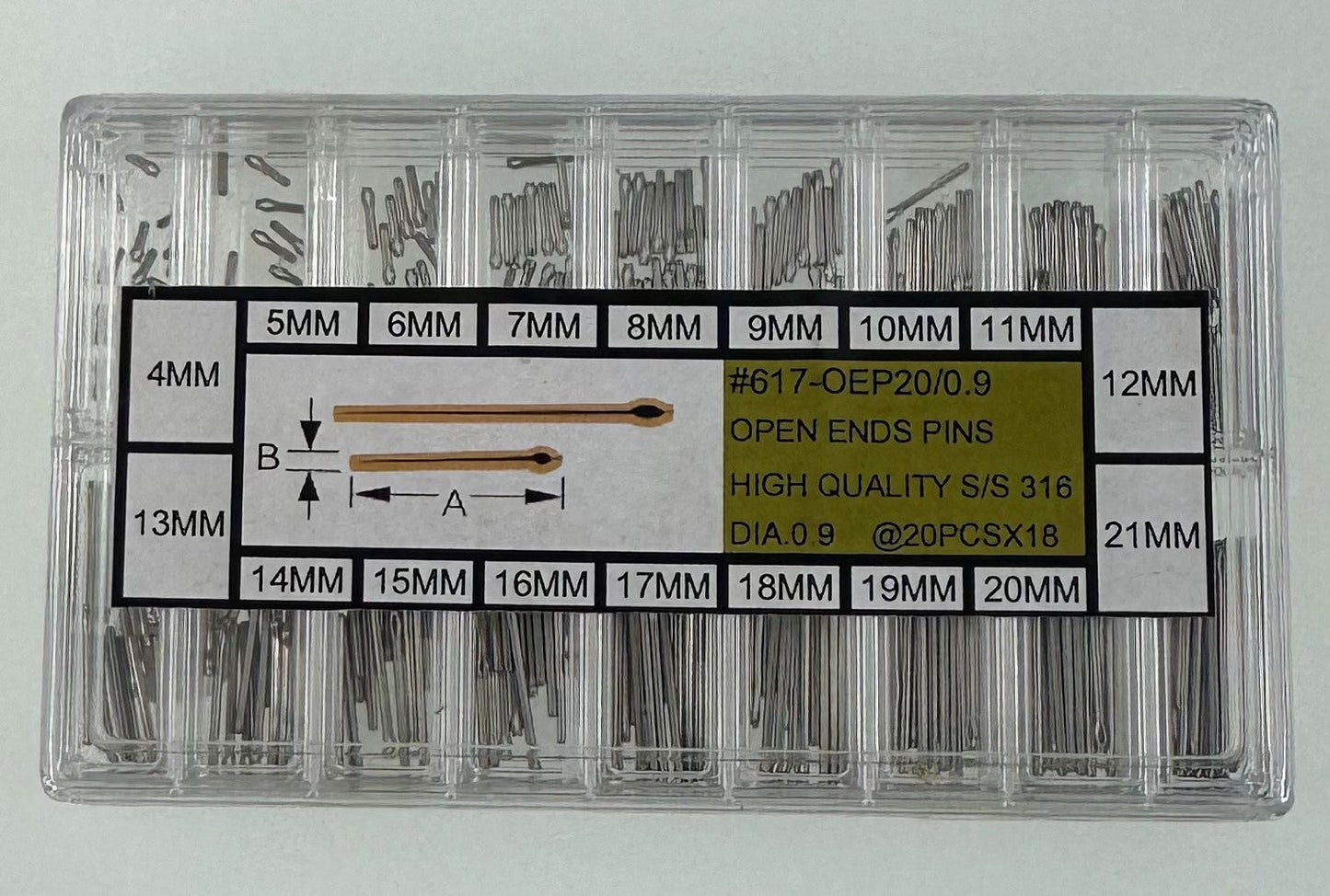 S/S OPEN END PIN KIT DIA 0.9X360
