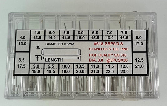 S/S PINS KIT DIA 0.8MM-180 IN STANDARD BOX