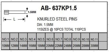 KNURLED S/S PINS KIT 1.50 @10X11=110
