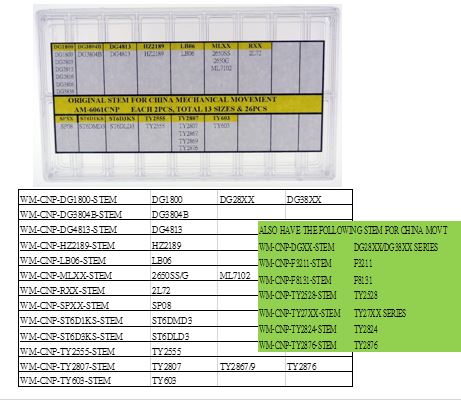 ORIGINAL STEM for CHINA MECH MOVT @2X13