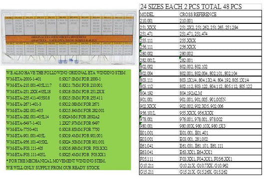 ORIGINAL STEM for ETA MOVT @2X24