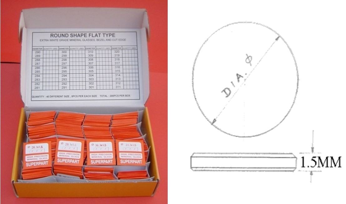 1.5 THICK ROUND FLAT GLASS 281-320/200PCS