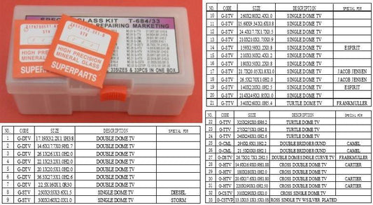 SPECIAL GLASS KIT FOR BRAND WATCH 33PCS