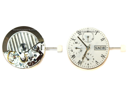 MOVEMENT CHINESE 3LZF2, SIZE 13 1/4''', 3 EYES, 3 HANDS, STANDARD HAND HEIGHT, DATE AT 3 DAY AT 3, EQV. TO ETA 7750