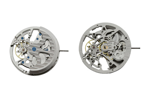 MOVEMENT CHINESE G3265ZH, SIZE 14 1/2''', SILVER PLATED SKELETONIZED AUTOMATIC WIND, 3 HANDS, STANDARD HAND HEIGHT