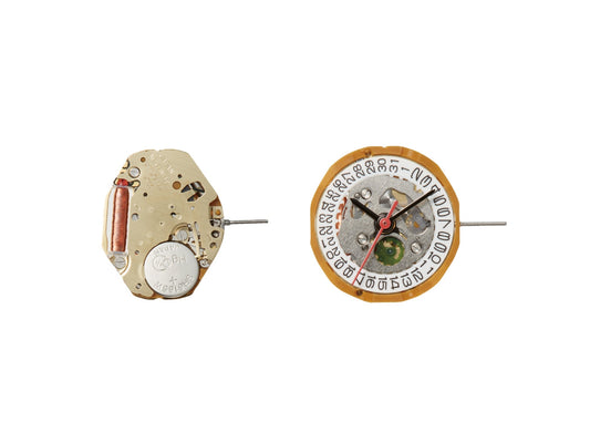 MOVEMENT MIYOTA 9T13G, SIZE 6 3/4''' x 8''', 3 HANDS, GILT, STANDARD HAND HEIGHT, DATE AT 3