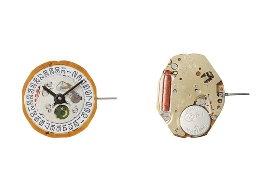 MOVEMENT MIYOTA 9T15G, SIZE 6 3/4''' x 8''', 2 HANDS, GILT, STANDARD HAND HEIGHT, DATE AT 3