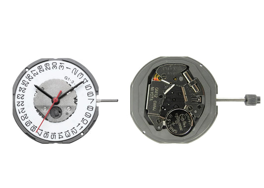 MOVEMENT MIYOTA GM12, SIZE 10 1/2''', 3 HANDS, STANDARD HAND HEIGHT, DATE AT 3