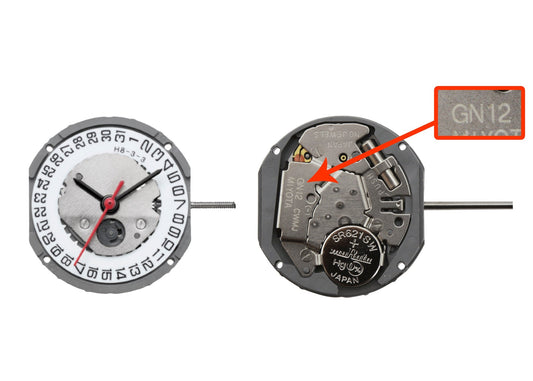 MOVEMENT MIYOTA GN12, SIZE 8 3/4''', 3 HANDS, STANDARD HAND HEIGHT, DATE AT 6