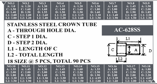 S/S CROWN TUBE KIT 1 & 2 STEPS -90PCS