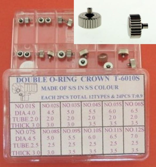 S/S DOUBLE O-RING CROWN KIT T9 IN S/S COL-24