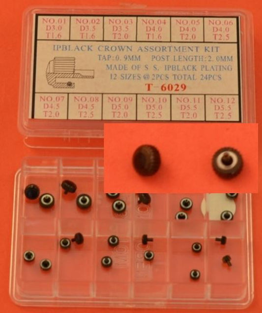 IP BLACK S/S CROWN KIT T0.9X2.0P-24PCS