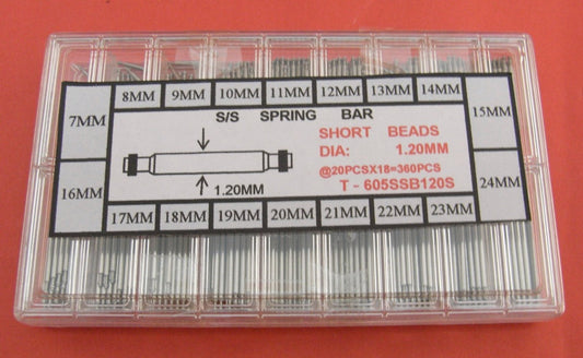 SLIM S/S SHORT BEAD SPRING BAR KIT D1.20-360