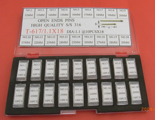 S/S OPEN END PIN KIT DIA 1.1X180 IN BIG BOX