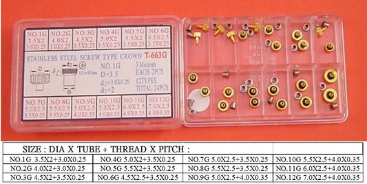 S/S SCREW TYPE CROWN W/TUBE YELLOW-24