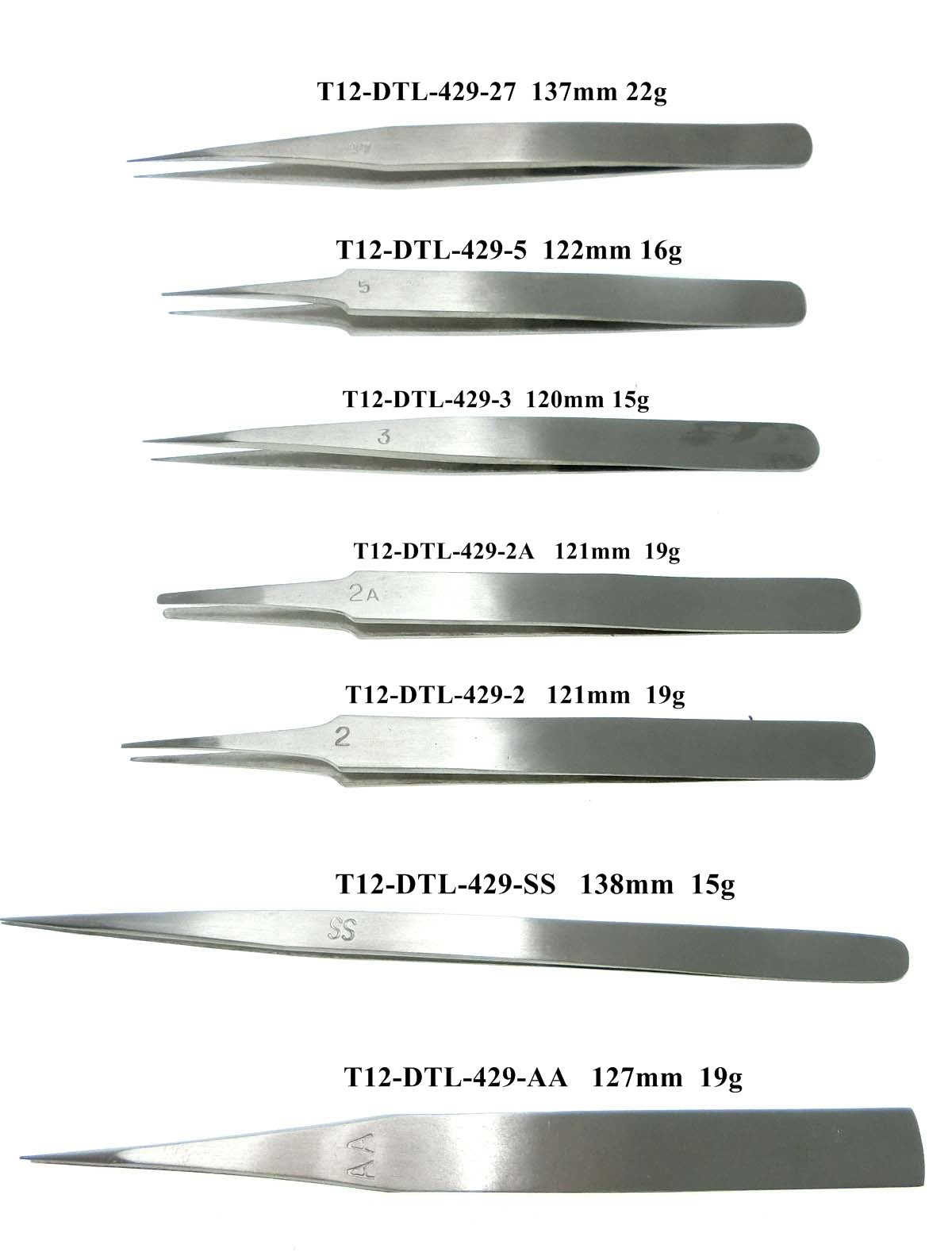 S/S TWEEZER T12-DTL-429ASS SELL IN SINGLE PC
